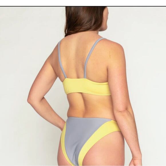 NEW Free People Seea Vega Lotus Gray and Yellow Bikini Top, NWT, Small, MSRP $75 - Picture 3 of 14